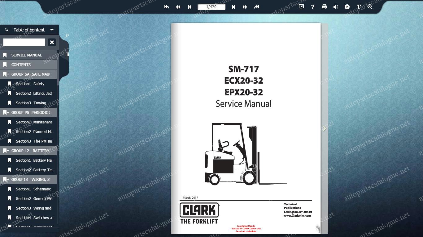 Clark Forklift Parts PRO [09.2018] Parts Catalog & Service Manuals