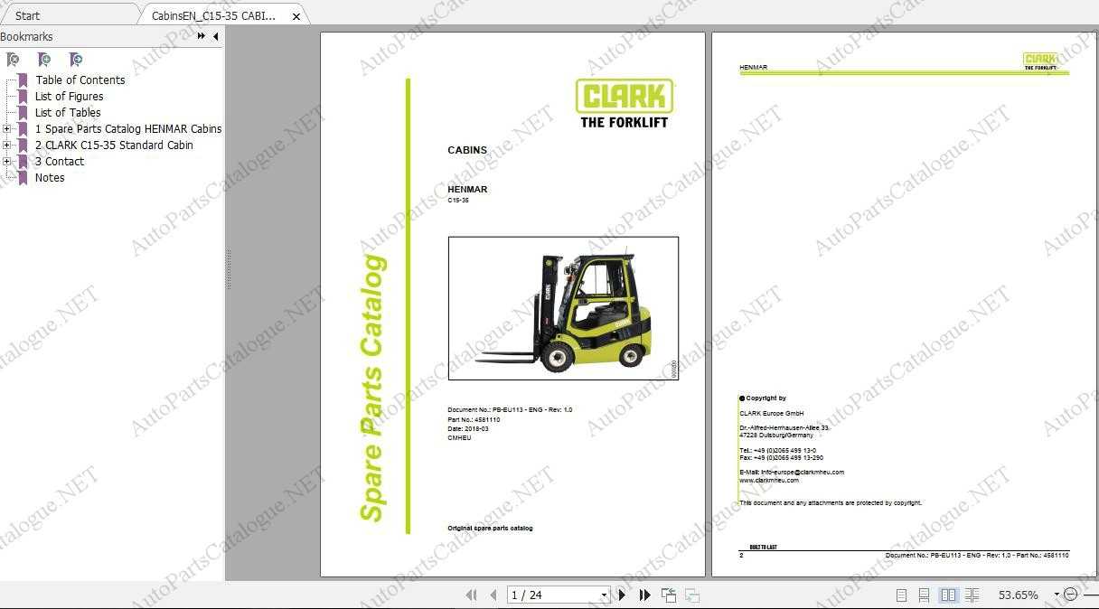 Clark Forklift Trucks Parts Manuals 2020 Pdf Set Download