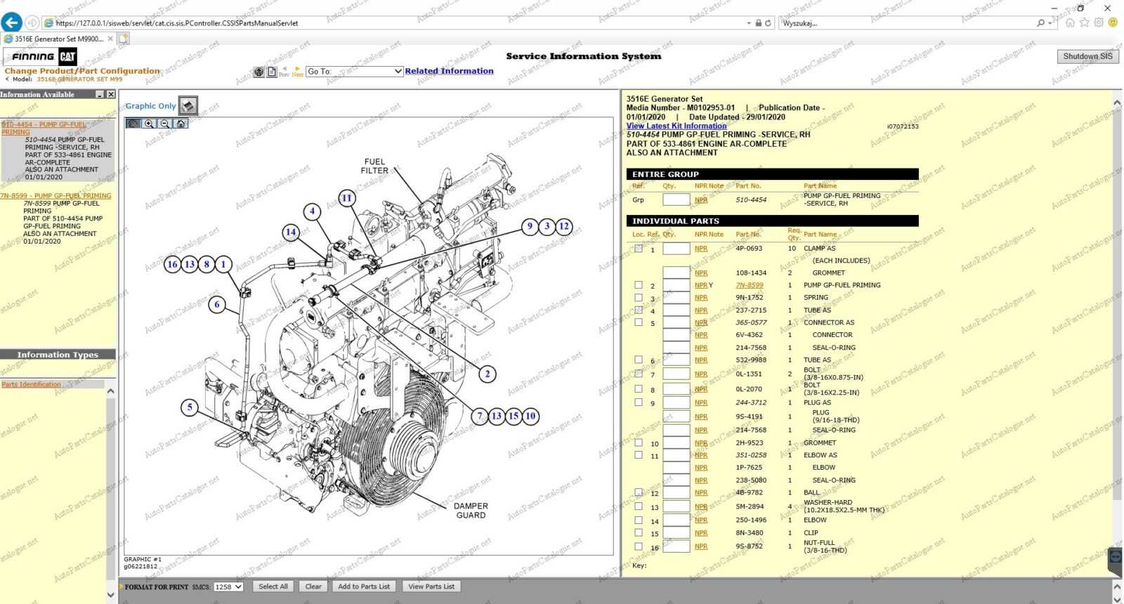 Caterpillar 183 & 193 Hydraulic Controls 27H 28H Parts Manual 