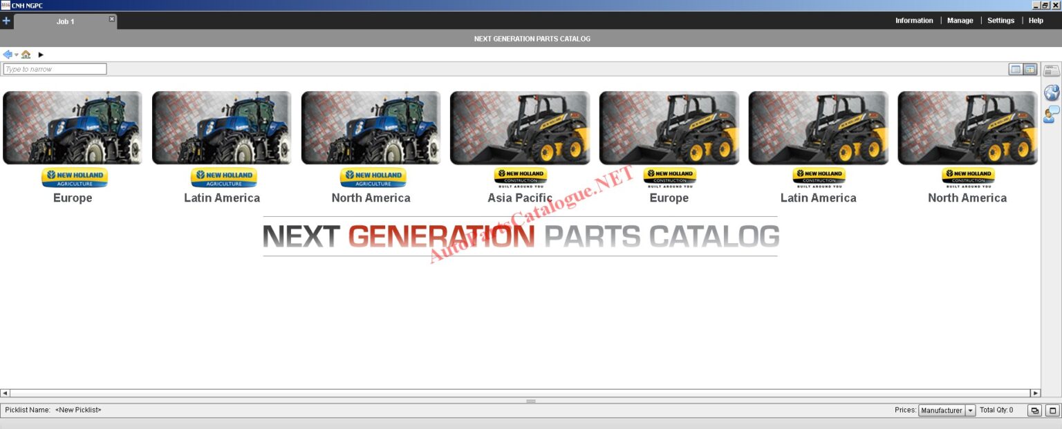 New Holland Construction & Agricultural (CNH NGPC) Online Parts Catalog