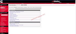 Cummins QuickServe Online parts catalog showing engine parts lookup interface