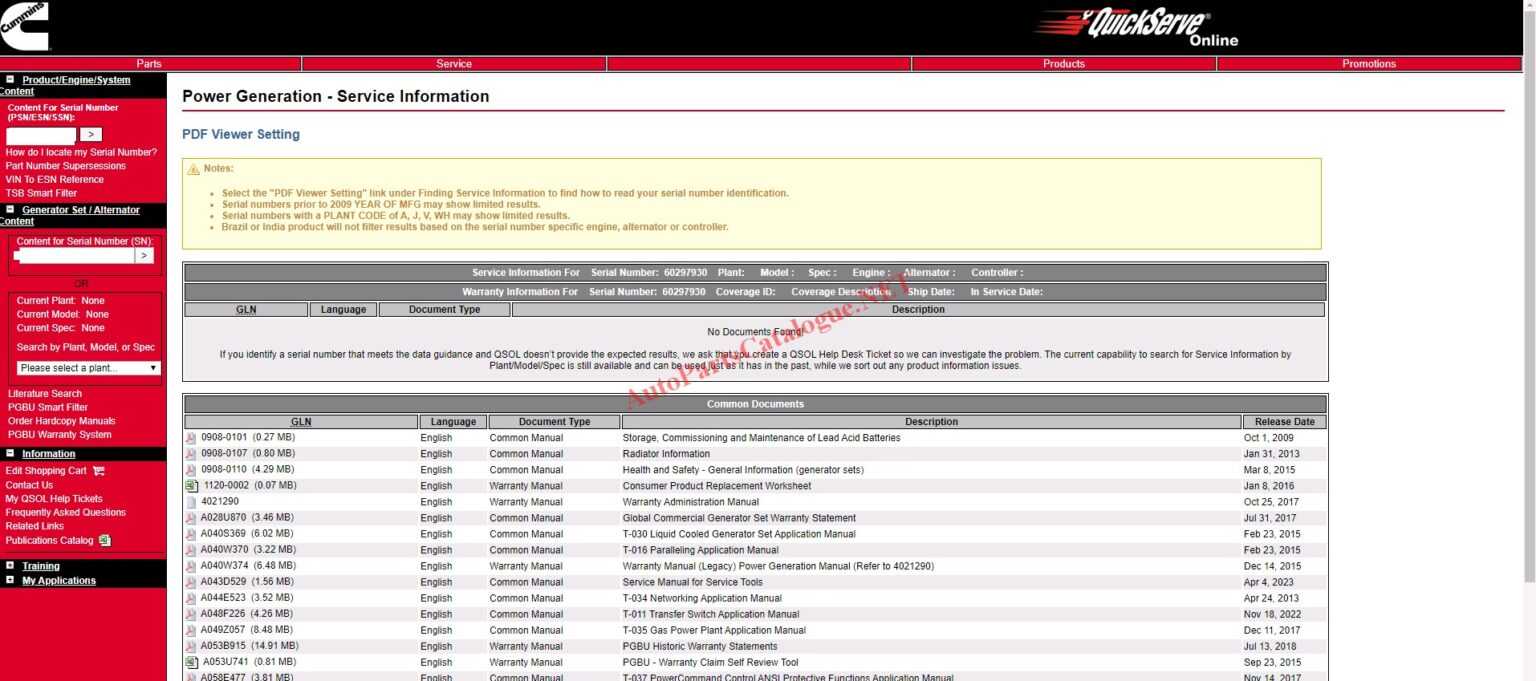 Cummins QuickServe Online [2026] Parts Catalog & Service