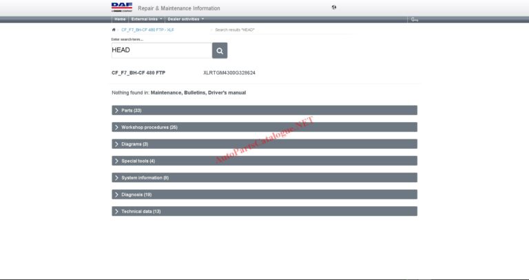DAF Rapido RMI EPC Online Parts Catalog & Service Information