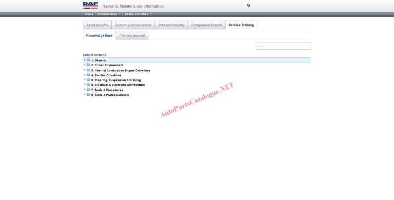 DAF Rapido RMI EPC Online Parts Catalog & Service Information