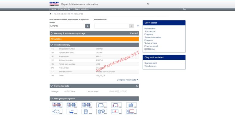 DAF Rapido RMI EPC Online Parts Catalog & Service Information