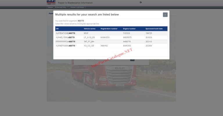 DAF Rapido RMI EPC Online Parts Catalog & Service Information