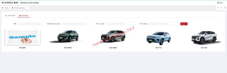 Exeed EPC KD Model tab for Knock Down assembly