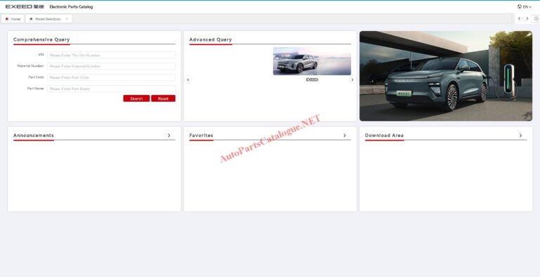 Exeed EPC parts catalog VIN decoder interface