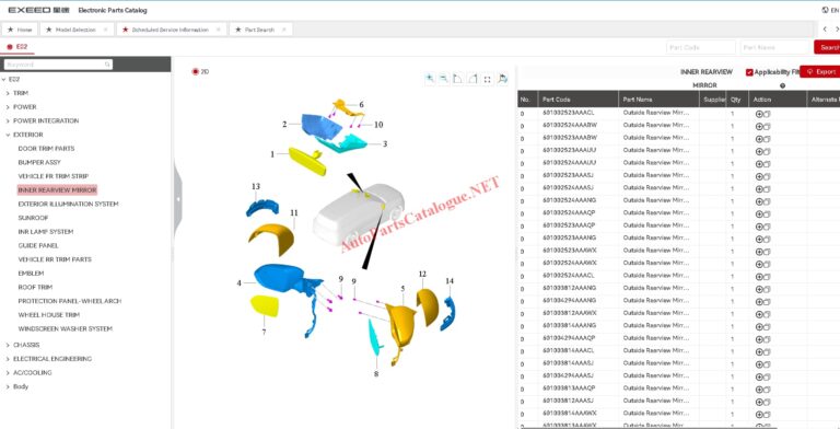 EXEED RX Yaoguang parts diagram in Exeed EPC