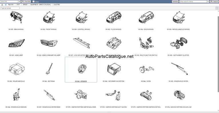 Hyundai KIA Snap-on EPC VIN decoder search interface