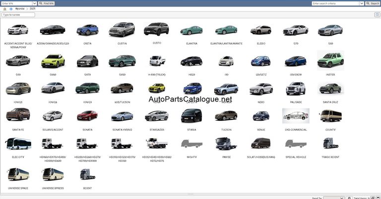 KIA Carnival Sorento Telluride parts catalog interface