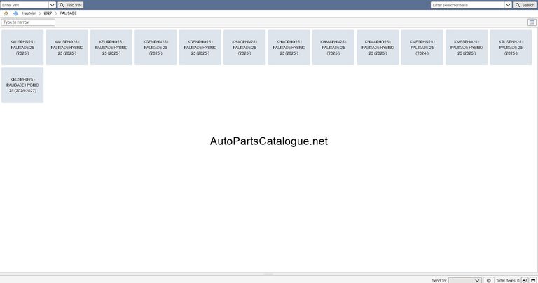 KIA Carnival Sorento Telluride parts catalog interface