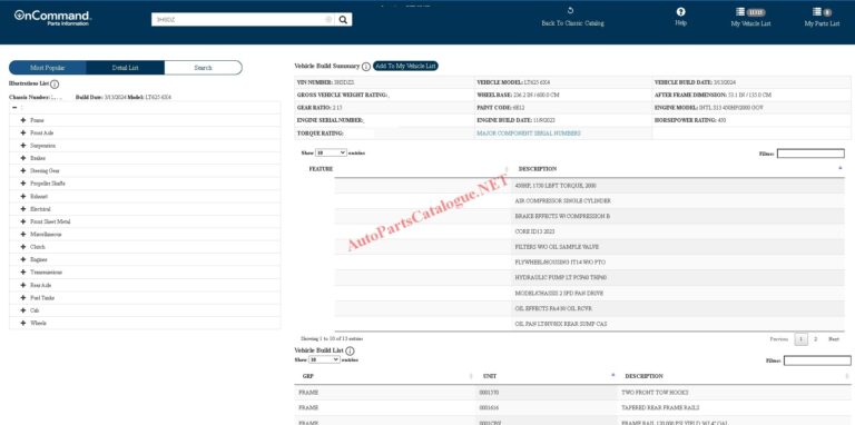 International Trucks OnCommand EPC Online Parts Catalog