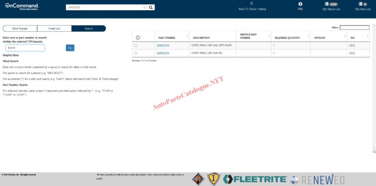 International Trucks OnCommand EPC Online Parts Catalog