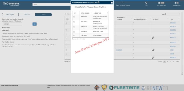 International Trucks OnCommand EPC Online Parts Catalog