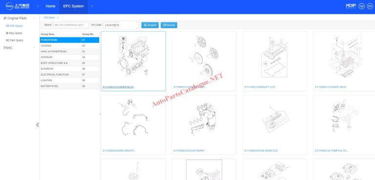 MG EPC Online Parts Catalog