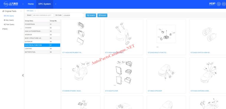 MG EPC Online Parts Catalog