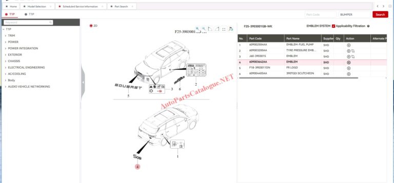 Soueast EPC parts catalog VIN decoder interface