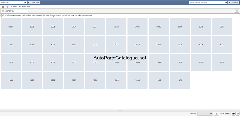 Subaru Snap-on EPC Subaru of America 2027 Ascent parts catalog
