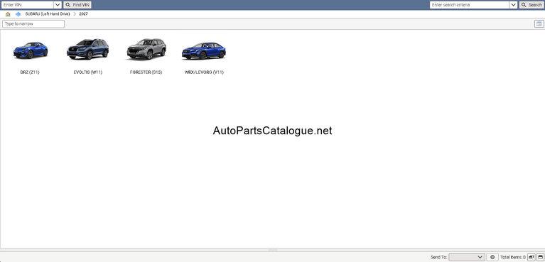 Subaru Snap-on EPC intelligent search with type-to-narrow filtering