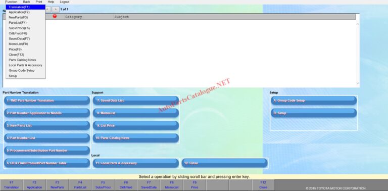 Toyota EPC Online Electronic Parts Catalog